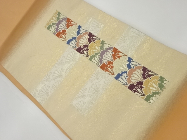 JAPANESE KIMONO / VINTAGE NAGOYA OBI / WOVEN AUTUMN FLOWERS & SNOWFLAKE